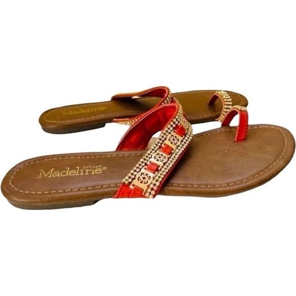 Brand New Womens Stuart Madeline Rhinestone& Gold Hardware Toe Sandals - Sz 10 - Picture 2 of 5